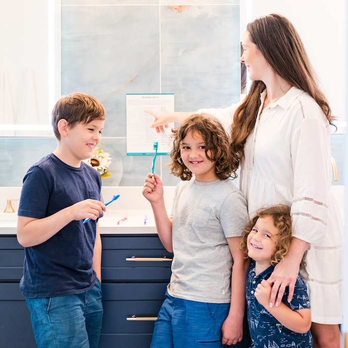 TalkBoxMom Week Fluency Family 2 Talkbox.Mom Family learning how to brush teeth in foreign langauge using Talkbox.Mom poster