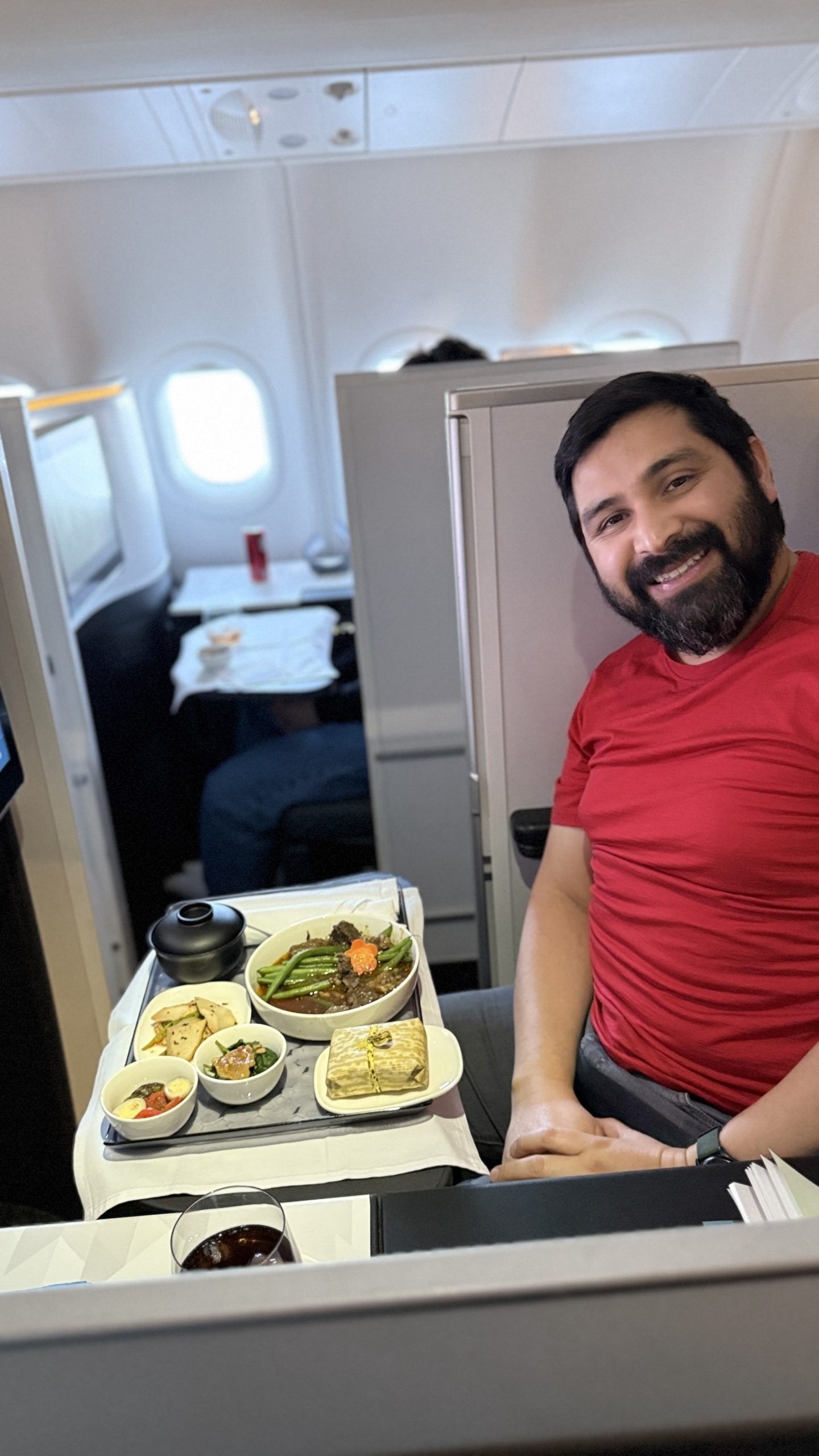 Hector's dinner on the way to Taiwan on the plane