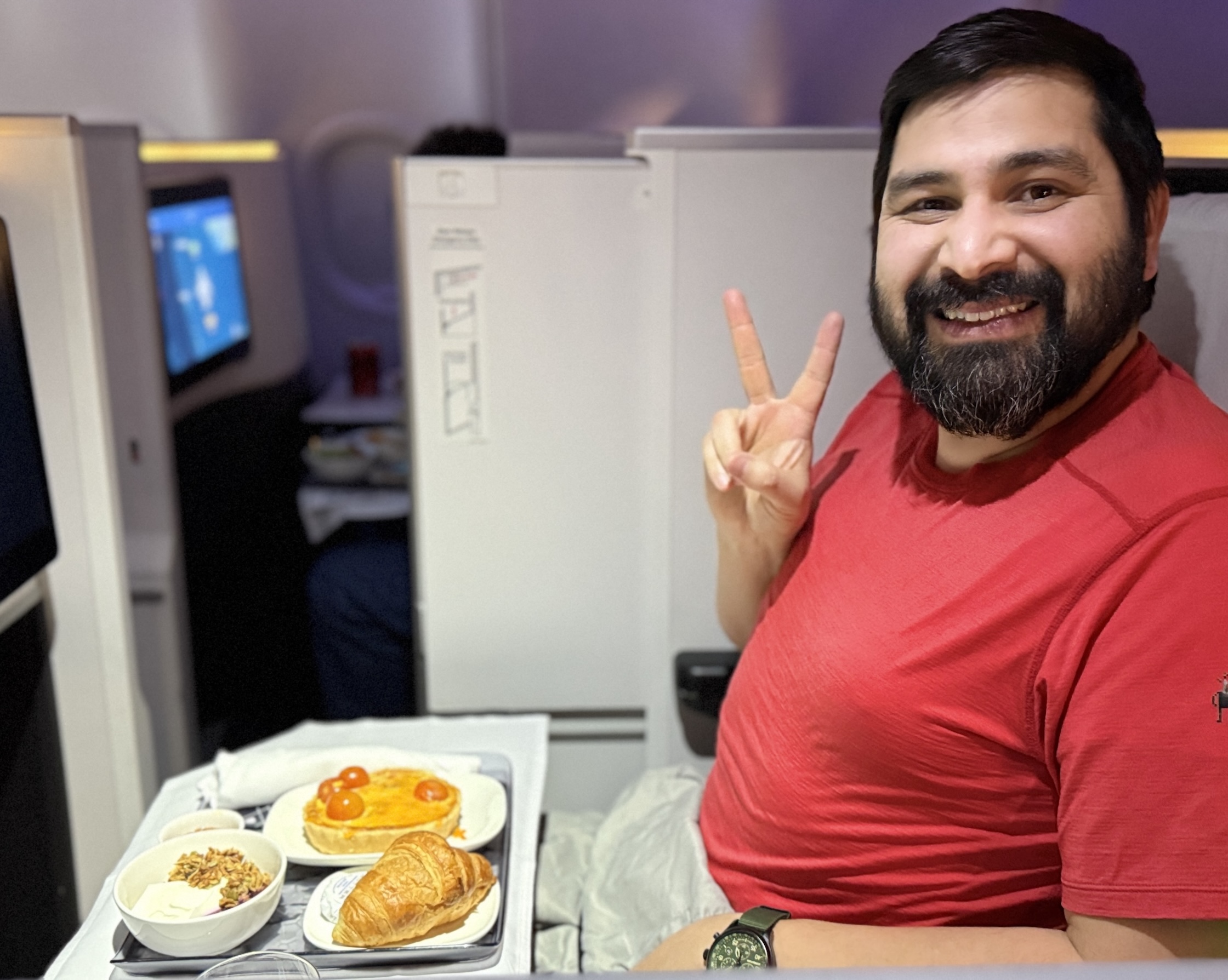 Hector's breakfast on the way to Taiwan on the plane