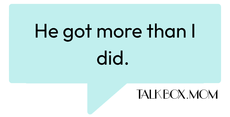 A speech bubble that says Help your sister clean up the mess TalkBoxMom